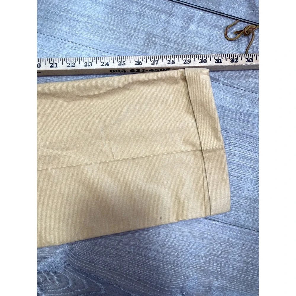 VTG Sansabelt Khaki Corduroy Flat Front Pant Mens 38x32 Pleated Cuffed Trousers